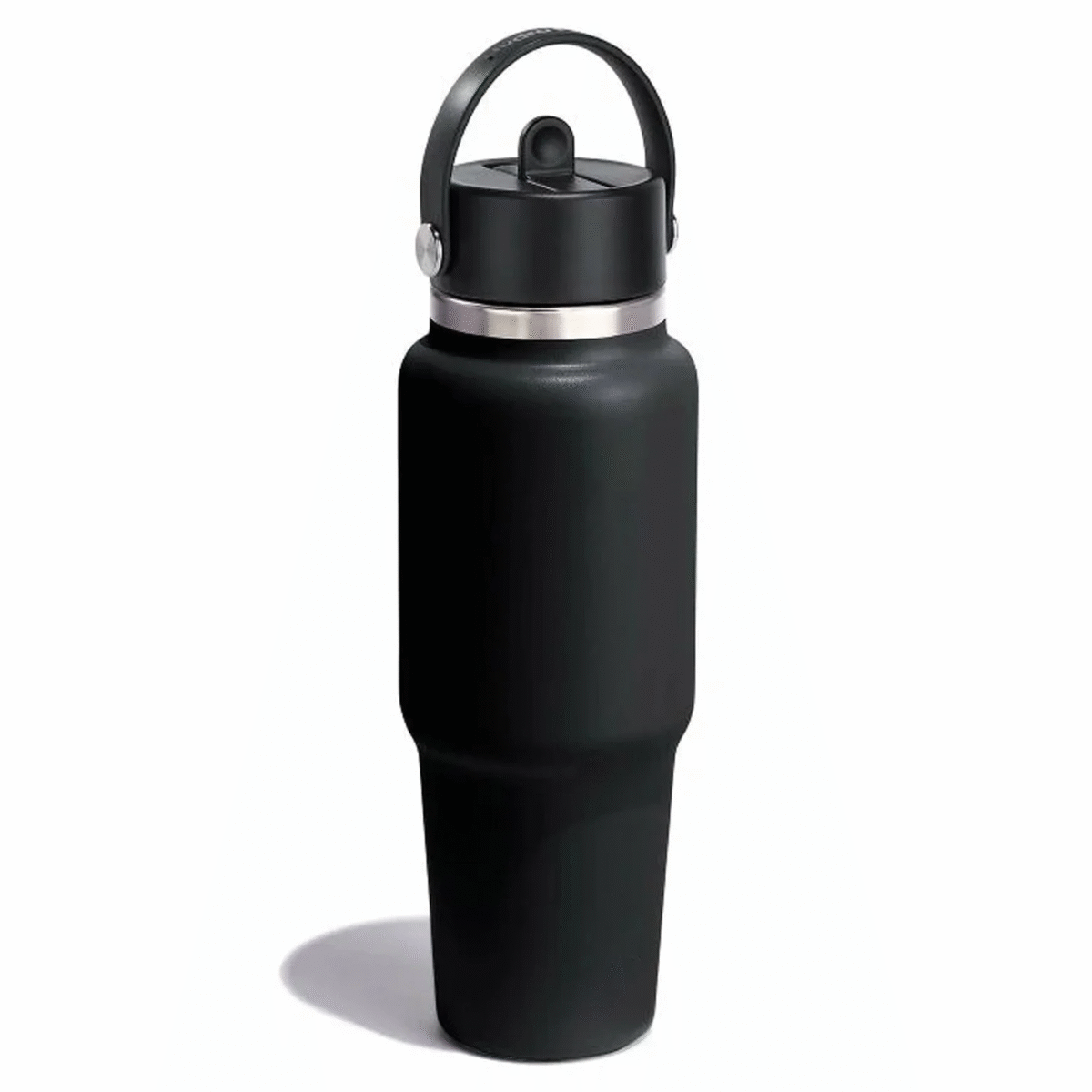 32 oz Wide Mouth Travel Bottle with Flex Straw Cap Black Color - Image 2
