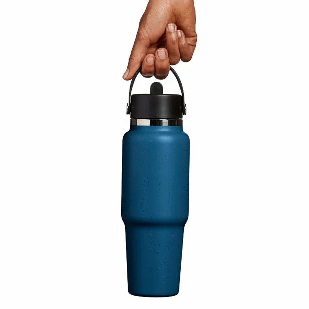 32 oz Wide Mouth Travel Bottle with Flex Straw Cap Indigo Color - Image 2
