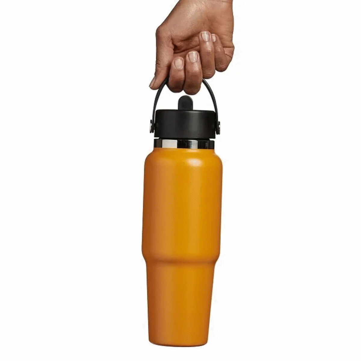 32 oz Wide Mouth Travel Bottle with Flex Straw Cap Orange Color - Image 3