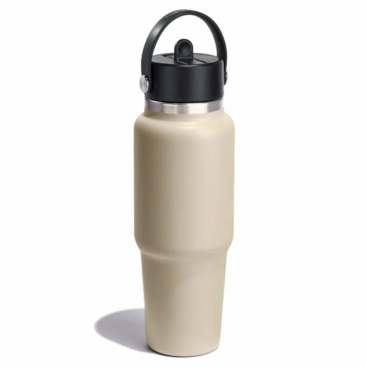 32 oz Wide Mouth Travel Bottle with Flex Straw Cap Beige Color - Image 2